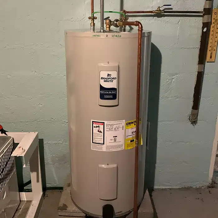 Water heater in residential home in Oakland, NJ.
